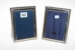 Pair silver easel photograph frames, 16cm by 11.5cm.