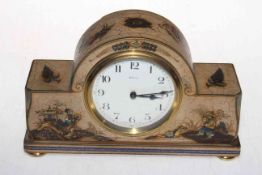 French 1920's chinoiserie cased eight day mantel clock, 23cm wide.
