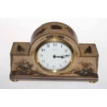 French 1920's chinoiserie cased eight day mantel clock, 23cm wide.