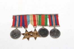 WWII military medals with ribbons on bar, awarded to 22545 Sep. Dhani Ram F.F.