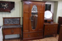 Edwardian mahogany and line inlaid three piece washstand bedroom suite.