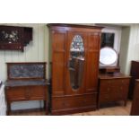 Edwardian mahogany and line inlaid three piece washstand bedroom suite.