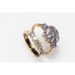 9 carat gold five stone diamond ring, and gem set 9 carat gold ring (2).