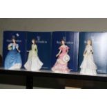 Four Royal Doulton ladies including Helen, Chloe, Amy and Anita, with boxes.