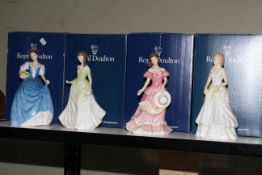 Four Royal Doulton ladies including Helen, Chloe, Amy and Anita, with boxes.