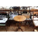 Pair mahogany Chippendale style carver chairs and mahogany tripod occasional table (3).