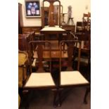 Rectangular mahogany extending dining table and leaf together with eight various Queen Anne style