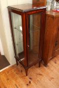 Slim Edwardian mahogany and line inlaid display cabinet, 101cm high by 33cm wide by 33cm deep.