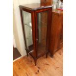 Slim Edwardian mahogany and line inlaid display cabinet, 101cm high by 33cm wide by 33cm deep.