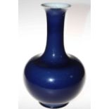 Large Chinese blue glazed vase with underglaze blue mark, 36cm.
