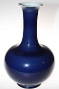 Large Chinese blue glazed vase with underglaze blue mark, 36cm.