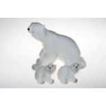 USSR large polar bear, 26cm, and two cubs.