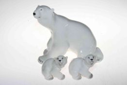 USSR large polar bear, 26cm, and two cubs.