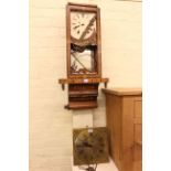 Square brass longcase clock dial and distressed Victorian inlaid wall clock.