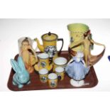 Two Wade figures, Pavlova and Barbara, Royal Doulton tankard, Burleigh Ware jug,