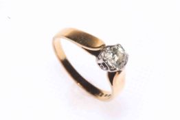 18 carat gold and single stone diamond ring, approximately 0.25 carat, size L.