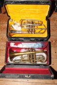 Two cased cornets including Weltklang.