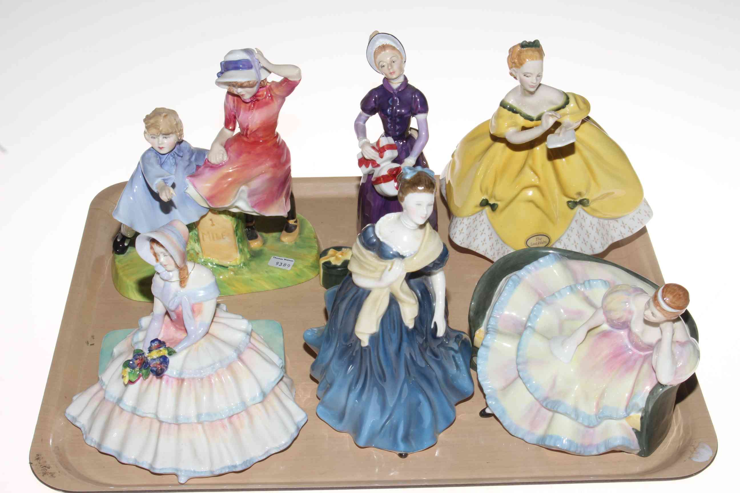 Six Royal Doulton figurines, The Last Waltz, Good Day Sir, Milestone, Daydreams,