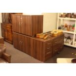 Five piece suite of office furniture to include chest of two deep drawers,