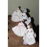 Four Royal Doulton figurines, My Love, Margaret, Sunday Best and Tracy.
