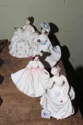 Four Royal Doulton figurines, My Love, Margaret, Sunday Best and Tracy.