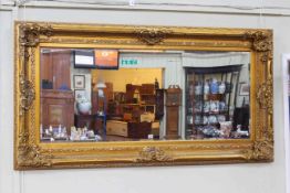 Large rectangular gilt framed bevelled wall mirror, 182cm by 96.5cm overall.