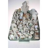 Collection of crested china, Wagner bust, glass paperweight, etc.