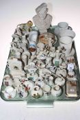 Collection of crested china, Wagner bust, glass paperweight, etc.