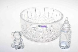 Marquis by Waterford crystal fruit bowl, Waterford baby bottle and teddy bear (3).