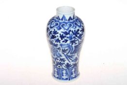 Chinese blue and white baluster vase with phoenix and foliage decoration, 21.5cm.