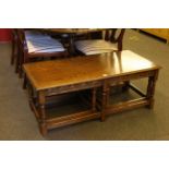 Jaycee Rectangular oak nest of three tables (largest 45cm high by 115cm by 56cm).