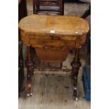 Victorian figured walnut writing-sewing table,