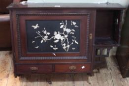 Aesthetic mahogany wall cabinet with Shimbayama panel door above two drawers,