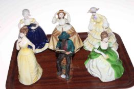 Six Coalport figures, Strawberry Fayre, Anne-Marie, Collette, Frances, Angelique and The News Sheet.