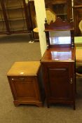 Late 19th Century mahogany mirror backed pedestal and mahogany coal purdonium.