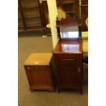 Late 19th Century mahogany mirror backed pedestal and mahogany coal purdonium.