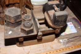 W & T Avery shop scales with weights, two Final Date Stamp Sussex Post Office,