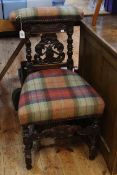 Victorian carved Prie Dieu chair having drawer to rear of top rail, 83cm high.