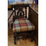 Victorian carved Prie Dieu chair having drawer to rear of top rail, 83cm high.