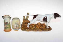 Royal Doulton Hound, HN2624 and two small vases, one Endeavour (3).