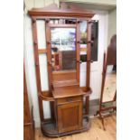 Early 20th Century oak mirror back hallstand, 207cm high by 102cm wide by 36cm deep.