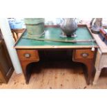 Early 20th Century two drawer desk with 3/4 gallery back, 84cm high by 100cm wide by 69cm deep.