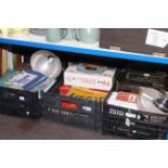 Three boxes of model vehicles including Burago, vintage games,