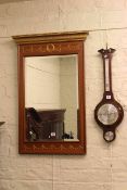 Regency style pier mirror, gilt framed rectangular wall mirror and modern barometer (3).