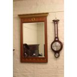 Regency style pier mirror, gilt framed rectangular wall mirror and modern barometer (3).