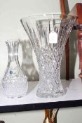 Two Stuart Crystal glass vases, 35cm & 27cm high.