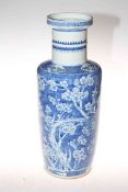 Large antique Chinese blue and white prunus blossom vase having continuous decoration with two blue