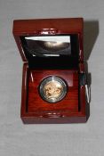 2015 The Royal Mint Fifth Portrait First Edition gold proof sovereign coin in box with COA No. 5682.