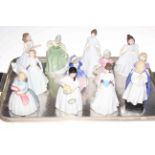 Twelve small Royal Doulton figurines including Welcome, Fair Maiden, Dinky Do, Tinkle Bell,
