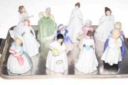 Twelve small Royal Doulton figurines including Welcome, Fair Maiden, Dinky Do, Tinkle Bell,
